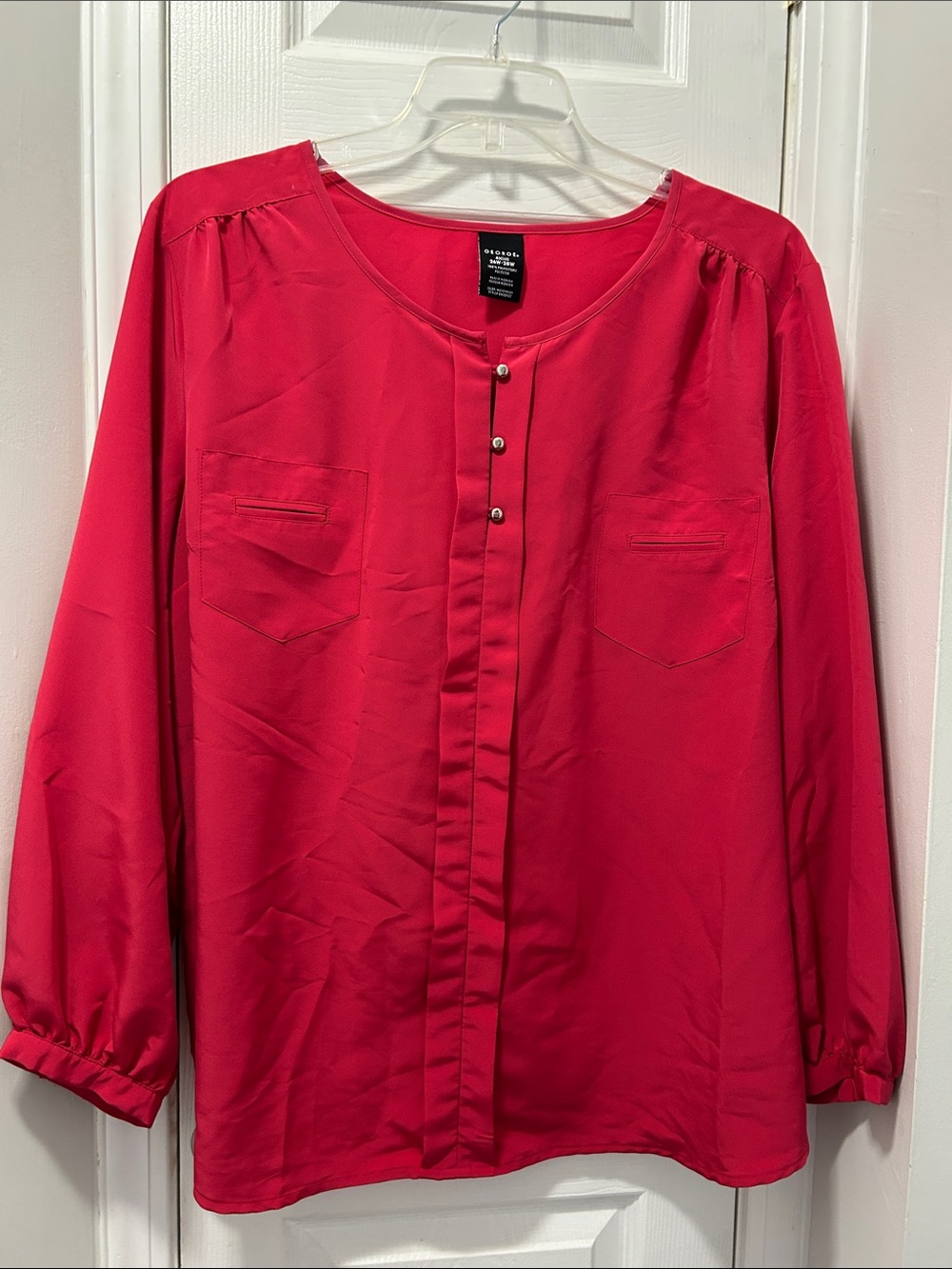 George Women’s Bright pink Long-Sleeve Button-Front Blouse